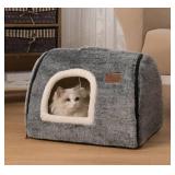 cat Bed cave-cat beds for Indoor Cats,Soft and Comfortable Cute cat Bedï¼cat House,with Removable Washable Cushioned Pillow,Enclosed Pet Bed,Kitten hutãHideaway,Small Large Dog Tent (Dark Gre