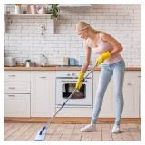 18\" Professional Microfiber Mop Floor Cleaning System, Flat Mop with Stainless Steel Handle, 4 Reusable Washable Mop Pads, Wet and Dust Mopping for Hardwood, Vinyl, Laminate, Tile Cleaning - Retail: 