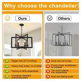 21.6\" Black Farmhouse Chandelier,6-Light Geometric Dining Room Fixture,Modern Industrial Foyer Lighting Fixtures,Rustic Farmhouse Hanging Pendant Lights for Kitchen Island,Living Room,Bedroom,Entrywa