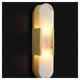 LTTKLMP 19.7\" Natural Alabaster Wall Sconce Modern Brass Bedroom Bedside Marble Wall Lamp for Bathroom Indoor 7W LED Mirror Wall Light Vanity Light Fixtures Perfect for Hallway Living Room 3000K - Re
