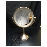 20x Large Lighted Makeup Mirror, Rechargeable 9\" Magnifying Makeup Mirror, 30-Minute Timer,3 Color Modes, Adjustable Brightness, No Assembly Required, 360Â° Rotation Cosmetic Mirror, Pearl Nickel -