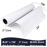 VOISEN Wide Format Paper,6 Rolls Plotter Paper 24 In x 150 Ft, CAD Bond Rolls,20lb,Bond Paper on 2\" Core for CAD Printing on Wide Format Ink Jet Printers - Retail: $81