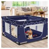 Puppy Playpen, 43.3x43.3 Inch Large Dog Play Pen for Small Pets Cats with Zipper Gate Dog Fence, Thickened Oxford Fabric Dog Playpen Indoor & Outdoor - Retail: $47