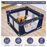 Puppy Playpen, 43.3x43.3 Inch Large Dog Play Pen for Small Pets Cats with Zipper Gate Dog Fence, Thickened Oxford Fabric Dog Playpen Indoor & Outdoor - Retail: $47