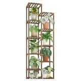 Bamworld Plant Stand Indoor Outdoor 11 Tier Tall Large Wood Plant Shelf Multi Tier Flower Stands Garden Shelves Wooden Plant Display Holder Rack for Living Room Corner - Retail: $33
