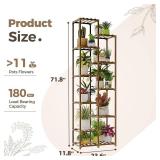 Bamworld Plant Stand Indoor Outdoor 11 Tier Tall Large Wood Plant Shelf Multi Tier Flower Stands Garden Shelves Wooden Plant Display Holder Rack for Living Room Corner - Retail: $33