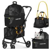 PAWZIDEA Double Pet Stroller with 2 Detachable Carriers, Portable Dog Crate for Car Travel & TSA-Approved Expandable Cat Carrier, Foldable Lightweight Jogger Stroller for 2â4 Cats or Small/Medium