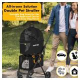 PAWZIDEA Double Pet Stroller with 2 Detachable Carriers, Portable Dog Crate for Car Travel & TSA-Approved Expandable Cat Carrier, Foldable Lightweight Jogger Stroller for 2â4 Cats or Small/Medium