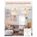 YMKSKJ 20\" Pink Crystal Fandelier Ceiling Fans with Lights, Pink Flower Chandelier Ceiling Fan with Light Remote Control, Morden Caged with 6 Speeds for Bedroom, Nursery, Living Room - Retail: $170