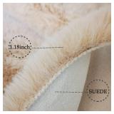 Soft Faux Sheepskin Fur Rug 2x4 Light Brown Beige Fluffy Bedside Rugs Plush Rug Shag Nursery Carpet Area Rugs for Living Room Bedroom Playing Room Decor - Retail: $30