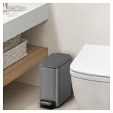 Cesun Small Bathroom Trash Can with Lid Soft Close, Step Pedal, 6 Liter / 1.6 Gallon Stainless Steel Garbage Can with Removable Inner Bucket, Anti-Fingerprint Finish (Gray) - Retail: $40
