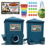 Automatic Port Chicken Feeder and Cup Waterer Set - Chicken Coop Accessories, No Waste Poultry Feeder, 3 Gallon/16 Pounds - Retail: $40