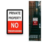 FEISIER Private Property No Trespassing Sign, Aluminum Private Road Sign, 12 * 18 Inch Private Residence Sign, Indoor or Outdoor Use DC12V. - Retail: $120