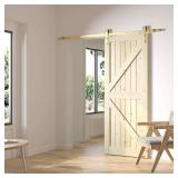 Rio Salto Gold Barn Door Hardware Kit Sliding Door Hardware Modern Barn Interior Closet Pantry Brushed Brass Panel Hardware Handle Bar Floor Guide Hardware Kit Plus, 6ft 7in for Single Panel - NO DOOR