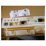 Rio Salto Gold Barn Door Hardware Kit Sliding Door Hardware Modern Barn Interior Closet Pantry Brushed Brass Panel Hardware Handle Bar Floor Guide Hardware Kit Plus, 6ft 7in for Single Panel - NO DOOR