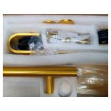 Rio Salto Gold Barn Door Hardware Kit Sliding Door Hardware Modern Barn Interior Closet Pantry Brushed Brass Panel Hardware Handle Bar Floor Guide Hardware Kit Plus, 6ft 7in for Single Panel - NO DOOR