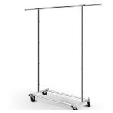 Simple Trending Standard Rod Clothing Garment Rack, Rolling Clothes Organizer on Wheels for Hanging Clothes, Chrome - Retail: $40