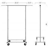 Simple Trending Standard Rod Clothing Garment Rack, Rolling Clothes Organizer on Wheels for Hanging Clothes, Chrome - Retail: $40
