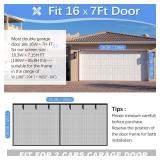 Garage Door Screen for 2 Car Garage 16x7FT, Magnetic Screen Garage with Retractable Fiberglass Mesh and Heavy Duty Weighted Bottom, Easy Assembly & Pass, Hands Free Door Screen Kit - Retail: $29