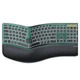 ProtoArc Backlit Bluetooth Ergonomic Keyboard, EK01 Plus Full Size Wireless Split Keyboard with Dual Bluetooth and USB, Cushioned Wrist Rest, Rechargeable, Compatible with Windows/Mac/Android, Green -