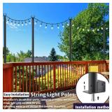 5 Ft String Light Poles 4 Pack, String Light Poles for Outside with Fixing Clips,Hanging Light Poles for Deck Fence Garden Backyard Wall Bistro,Metal Poles for Outdoor String Lights - Retail: $50