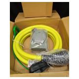 Campzlly 50 Amp Generator Cord 15FT and Power Inlet Box, NEMA 14-50P Male to SS2-50R 125/250V Twist Lock Connector with Pre-Drilled NEMA SS2-50P Generator Inlet Box for Generator to House, ETL Listed 