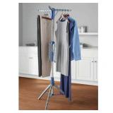 Mainstays Space-Saving 2-Tier Steel Tripod Hanging Clothes Drying Rack  Blue/Silver
