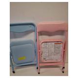 Homy Casa Kids Folding chairs 2 set one blue one pink and folding table