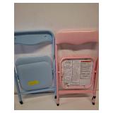 Homy Casa Kids Folding chairs 2 set one blue one pink and folding table