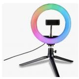 Onn 8\" Tabletop RGB LED Ring Light with Tripod