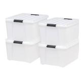 IRIS 45 Qt. Plastic Storage Bins with Lids, Stackable Storage Containers, Totes, 4 Pack