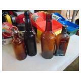 4 Vintage Amber Bottles - 1 prohibition era ?
