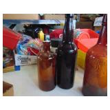 4 Vintage Amber Bottles - 1 prohibition era ?