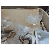 2 Boxes of Clear Etched Glass Stemware
