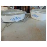 2 Corning ware Casseroles with Lids - 1 Carrier