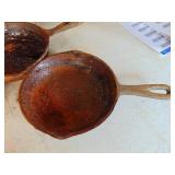 3 Cast Iron Pans - needs cleaned up