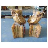 Pair of Owl Book Ends - Cast - - Marked Japan - finish needs attention