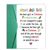 FACTORY SEALED - MEIXIAOVISNB58 Heartwarming Christmas Greeting Card for Parents  Mom and Dad Design with Festive Elements & Green Envelope