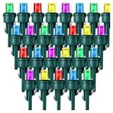 FACTORY SEALED - Honoson 48 Count 5 mm LED Halloween Replacement Bulbs Bulk Wide Angle Christmas Light Xmas Tree String Replacement Festival Light Decoration (Green Base with Bright Colors Bulb)