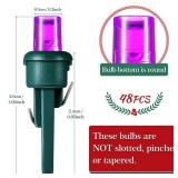 FACTORY SEALED - Honoson 48 Count 5 mm LED Halloween Replacement Bulbs Bulk Wide Angle Christmas Light Xmas Tree String Replacement Festival Light Decoration (Green Base with Bright Colors Bulb)