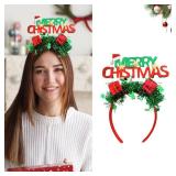 FACTORY SEALED - BiBiSi Christmas Headband for Women Girls Christmas Hat Gifts Red Headband Design Glitter Ribbon Hair Accessories Xmas Letter Hair Bands Cute Hair Decoration 1Pcs (Letter 3)