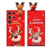 FACTORY SEALED - Yzniyzce Christmas Case for Samsung Galaxy S24 Ultra 5G, Silicone Red Cover with 3D Deer Doll Patterns Design Shockproof Soft Bumper Cartoon Cute Xmas Present Cover for Samsung S24 Ul