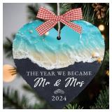 APPEARS NEW - 4 Stone Wedding Ornament 2024 Mr and Mrs Decorations Gifts, Engaged Anniversary Newlywed Just Married Gift for Bridal Shower Him Her Girlfriend Boyfriend Husband Wife Bride to Be Fiance 