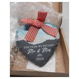 APPEARS NEW - 4 Stone Wedding Ornament 2024 Mr and Mrs Decorations Gifts, Engaged Anniversary Newlywed Just Married Gift for Bridal Shower Him Her Girlfriend Boyfriend Husband Wife Bride to Be Fiance 