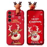 FACTORY SEALED - Yzniyzce Christmas Case for Samsung Galaxy S23+ Plus 5G, Silicone Red Cover with 3D Deer Doll Patterns Design Shockproof Soft Bumper Cartoon Cute Xmas Present Cover for Samsung S23+ P