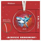 APPEARS NEW - Shark 2024 Acrylic Christmas Ornament for Tree - Gifts for Shark Lovers