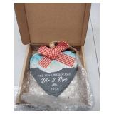 APPEARS NEW - 4 Stone Wedding Ornament 2024 Mr and Mrs Decorations Gifts, Engaged Anniversary Newlywed Just Married Gift for Bridal Shower Him Her Girlfriend Boyfriend Husband Wife Bride to Be Fiance 