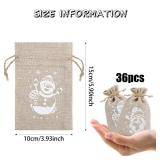 APPEARS NEW - CCINEE 36pcs Christmas Burlap Bags, 4Ã6 Inch Drawstring Christmas Burlap Goody Gift Candy Bags with Double Jute Drawstrings Xmas Treat Bags for Candy Wrapper Xmas Party Favors