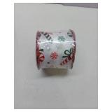 APPEARS NEW - Red & White with Candy Caned Decorative Ribbon Roll 2.5x9ft (2 Included)