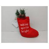 APPEARS NEW - Christmas Ornaments -Making Spirits Bright Christmas Stocking & Red Flannel Star (2 Included)